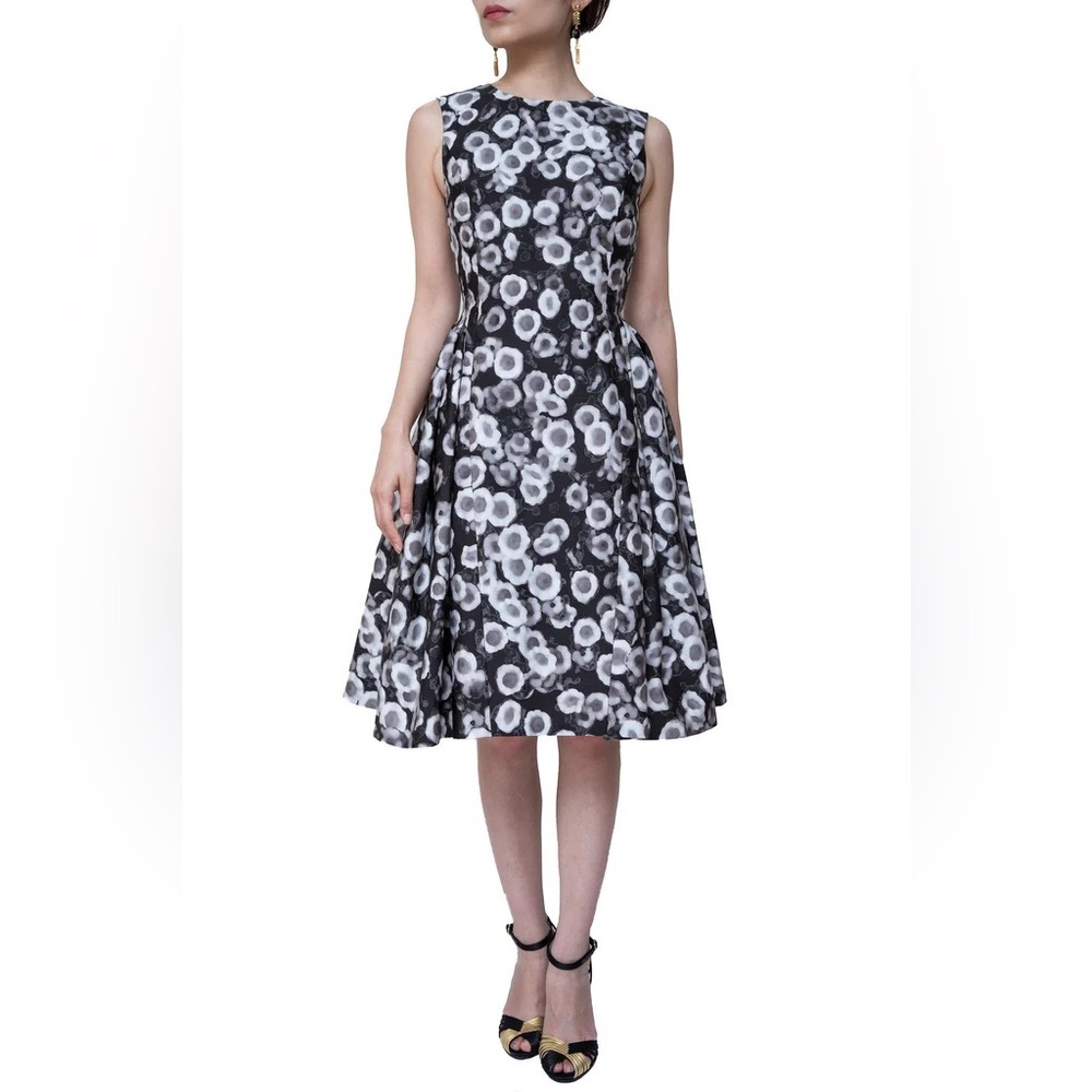 Jason Wu Monochrome Floral Fit & Flare Dress | Size 2